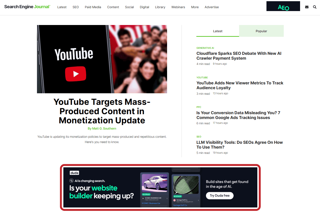 Ads on websites Ads on websites