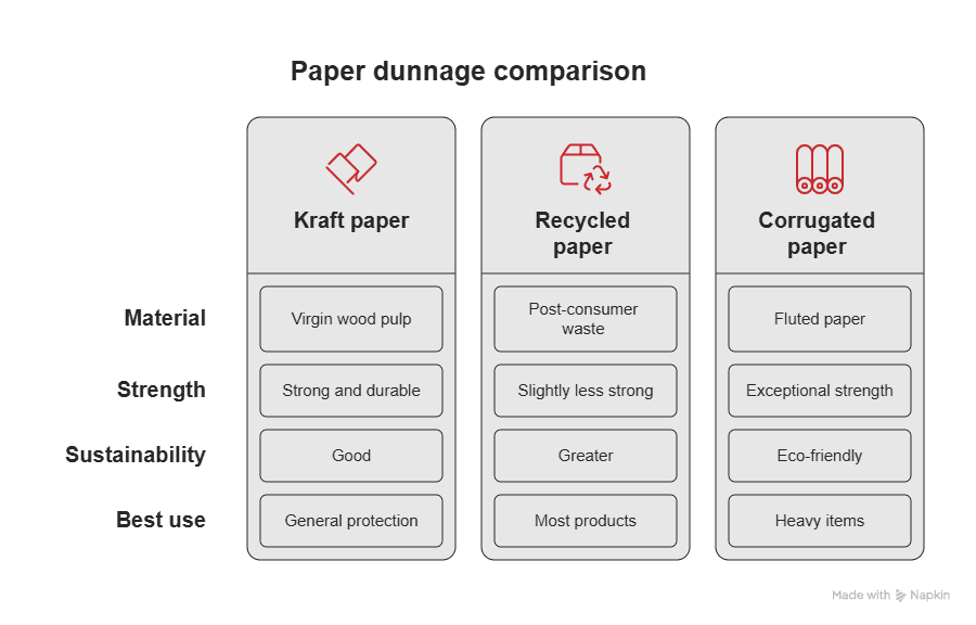 Paper dunnage comparison