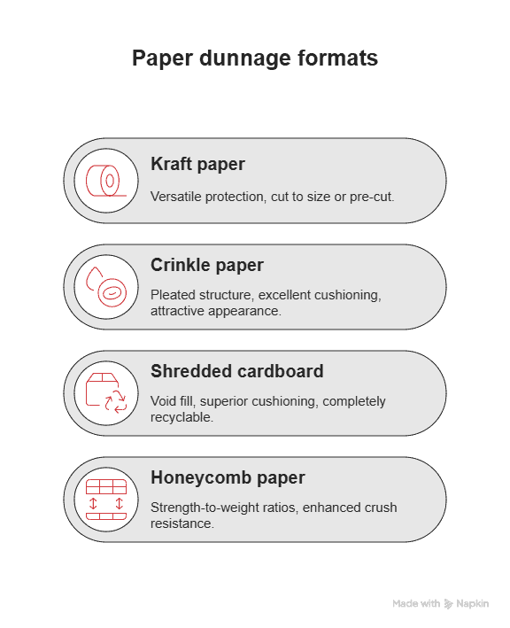 Paper dunnage formats