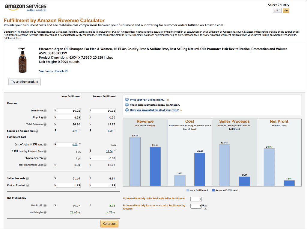 FBA Revenue Calculator