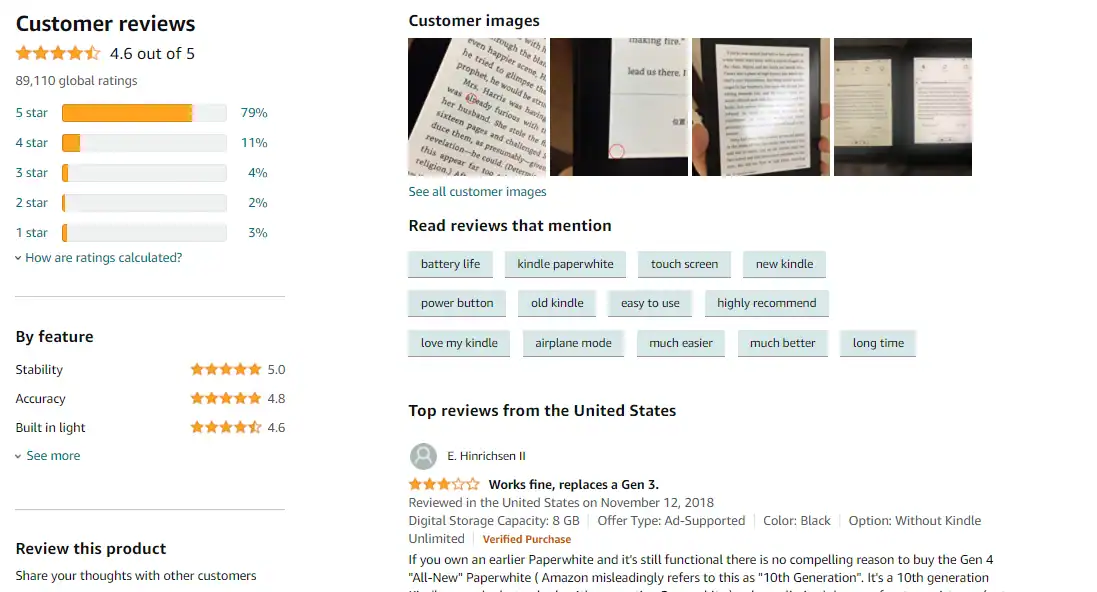 customer reviews sample
