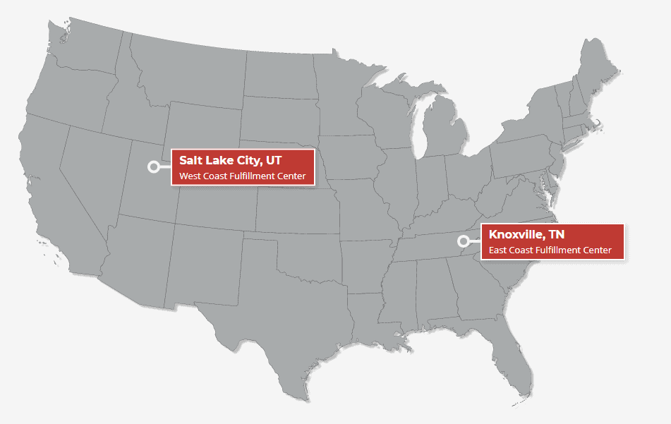 nationwide fulfillment locations including east coast warehousing