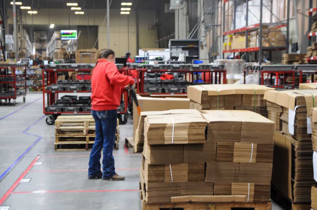 pallets of boxes at Red Stag Fulfillment