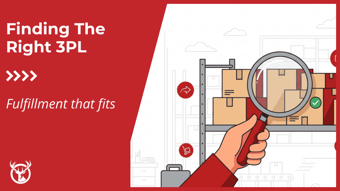 Asking what reliable fulfillment solutions and 3PLs can bring to your business in text over a background showing a warehouse full of packages and boxes on shelves